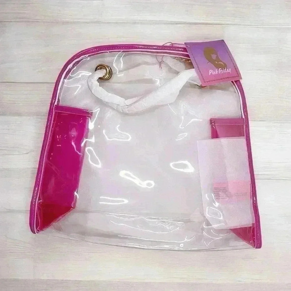 NICKI MINAJ Tote Bag Clear Vinyl Gold Chain Shoulder Strap Pink Friday RARE NWT - Picture 7 of 8
